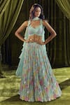 Alaya Advani_Blue Blouse Silk Hand Embroidery Floral Sweetheart Sequin Lehenga Set _Online