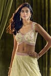 Buy_Samyukta Singhania_Yellow Blouse And Lehenga Silk Hand Embroidery Floral Sweetheart Patchwork Set 