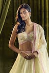 Shop_Samyukta Singhania_Yellow Blouse And Lehenga Silk Hand Embroidery Floral Sweetheart Patchwork Set 