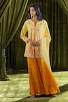 Shop_Samyukta Singhania_Yellow Kurta And Gharara Crepe Hand Embroidery Sequin Notch Bead Set 