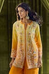 Buy_Samyukta Singhania_Yellow Kurta And Gharara Crepe Hand Embroidery Sequin Notch Bead Set _Online