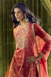 Buy_Samyukta Singhania_Orange Kurta And Sharara Crepe Hand Embroidery Pearl Round Zardozi Set _Online