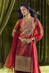 Shop_Samyukta Singhania_Orange Kurta And Sharara Crepe Hand Embroidery Pearl Round Zardozi Set _Online