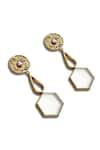 Shop_SUHANI PITTIE_Gold Plated Crystal Sumerian Solstice 22kt Earrings _at_Aza_Fashions