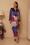 Buy_Rainas_Multi Color Kurta And Pant Velvet Printed Abstract Artisanal Set With Scarf _Online_at_Aza_Fashions