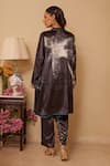 Shop_Rainas_Black Kurta And Pant Velvet Printed Brush Stroke Twilight Set With Scarf _at_Aza_Fashions