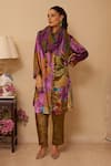 Buy_Rainas_Multi Color Velvet Printed Shifting Sand Collared Kurta Set With Scarf _at_Aza_Fashions