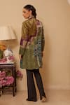 Shop_Rainas_Multi Color Velvet Printed Abstract Collared Dawn Duster Trench Coat _at_Aza_Fashions