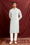 Buy_Kalighata_Blue Embroidery Kurta Set _at_Aza_Fashions