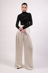 Buy_AK-OK_Black Cotton Tassels High Neck Top And Flared Trouser Co-ord Set _Online_at_Aza_Fashions