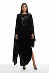 Buy_AK-OK_Black Cotton Embellished Metal Studs Round Dupatta Cape With Slit Skirt _at_Aza_Fashions