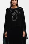 Buy_AK-OK_Black Cotton Embellished Metal Studs Round Dupatta Cape With Slit Skirt _Online_at_Aza_Fashions