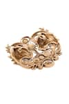 Shop_Cosa Nostraa_Gold Celestial Twin Lions Brooch _Online_at_Aza_Fashions