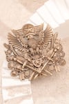 Buy_Cosa Nostraa_Gold Imperial Eagle Crest Brooch _at_Aza_Fashions