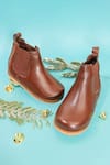 Buy_HELLO JR_Brown Plain Chelsea Leatherette Boots _at_Aza_Fashions