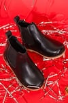 Shop_HELLO JR_Black Plain Leatherette Chelsea Boots _at_Aza_Fashions