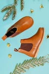 Buy_HELLO JR_Brown Plain Chelsea Leather Boots _at_Aza_Fashions