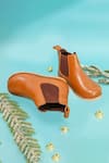 HELLO JR_Brown Plain Chelsea Leather Boots _Online_at_Aza_Fashions