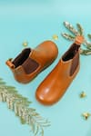 Buy_HELLO JR_Brown Plain Chelsea Leather Boots _at_Aza_Fashions