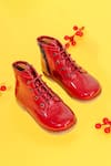 Buy_HELLO JR_Red Plain Lace Up Leatherette Shoes _at_Aza_Fashions