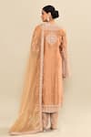 Shop_Kalighata_Gold Chanderi Sequins, Cut Work, Embroidery Round Neck Hand Kurta Set _at_Aza_Fashions