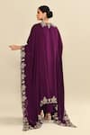 Shop_Kalighata_Purple Silk Embroidery Floral Cape Front Open Kaftan And Set _at_Aza_Fashions