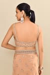 Buy_Kalighata_Rose Gold Organza Embroidery Floral Blouse Square Neck Saree And Cape Set 