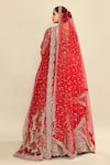 Shop_Kalighata_Red Raw Silk Embroidery Floral V Neck Spring Fall Hand Bridal Lehenga Set _at_Aza_Fashions