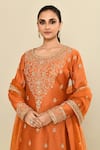 Buy_Kalighata_Orange Chanderi Embroidery Floral Round Neck Tejaswi Hand Kurta Sharara Set 