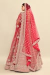 Shop_Kalighata_Red Raw Silk Hand Embroidered Cutdana Leaf Manmohini Bridal Lehenga Set _at_Aza_Fashions