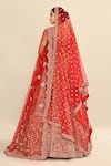 Shop_Kalighata_Red Raw Silk Embroidered Cutdana Plunge Musafir Hand Bridal Lehenga Set _at_Aza_Fashions