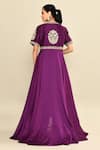 Shop_Kalighata_Purple Silk Habutai Hand Embroidered Nairobi Asymmetric Anarkali With Pant _at_Aza_Fashions