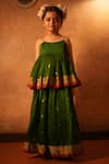 Buy_Love The World Today_Green Cotton Silk Woven Buti Motifs Tulsi Lehenga With Top _at_Aza_Fashions