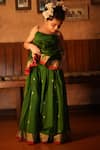 Love The World Today_Green Cotton Silk Woven Buti Motifs Tulsi Lehenga With Top _Online_at_Aza_Fashions