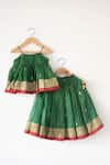 Shop_Love The World Today_Green Cotton Silk Woven Buti Motifs Tulsi Lehenga With Top 