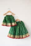 Love The World Today_Green Cotton Silk Woven Buti Motifs Tulsi Lehenga With Top _Online