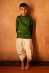 Love The World Today_Green Cotton Silk Woven Buti Motifs Tulsi Kurta _Online_at_Aza_Fashions