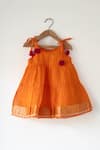 Buy_Love The World Today_Orange Cotton Silk Woven Geometric Butti Kesar Tiered Tie-up Dress _at_Aza_Fashions