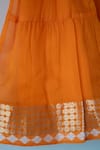 Shop_Love The World Today_Orange Cotton Silk Woven Geometric Butti Kesar Tiered Tie-up Dress _Online_at_Aza_Fashions