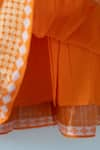 Buy_Love The World Today_Orange Cotton Silk Woven Geometric Butti Kesar Tiered Tie-up Dress 