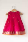 Shop_Love The World Today_Pink Cotton Silk Woven Buti Motifs Kamal Pleated Dress _at_Aza_Fashions