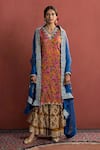 Buy_NAAZ BY NOOR_Orange Organza Print Gulbahar V Neck Kurta Sharara Set _at_Aza_Fashions