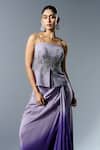 Buy_Rishi and Soujit_Purple Georgette Hand Embroidery Chir Straight Sequin Top With Draped Skirt _Online_at_Aza_Fashions