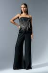 Buy_Rishi and Soujit_Black Georgette Hand Embroidery Chir Straight Sequin Peplum Top With Pant _at_Aza_Fashions