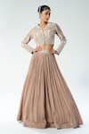 Buy_Rishi and Soujit_Pink Jacket Raw Silk And Organza Embroidered Cut Pleated Lehenga With Cutwork _at_Aza_Fashions