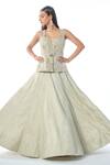 Buy_Rishi and Soujit_Silver Peplum Organza Embroidered Cut Dana Textured Shimmer Lehenga With Top _at_Aza_Fashions