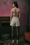 Shop_Sunandini_Orange Tweed Color Block Sweetheart Apricot Bralette And Shorts _at_Aza_Fashions