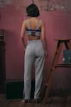 Shop_Sunandini_Blue Tweed Woven Square Kiana Bralette And Trouser Set _at_Aza_Fashions