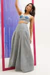 Buy_Sunandini_Blue Denim Sweetheart Amara Cutwork Bustier And Pant Co-ord Set _Online_at_Aza_Fashions