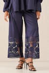 Buy_Sunandini_Blue 100% Cotton Collared Amora Cutwork Top And Trouser Co-rd Set _Online_at_Aza_Fashions